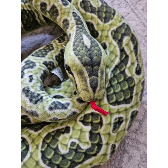 Tiger Tale Toys Plush Giant Green Snake 9 Feet  Long Red Tongue - Picture 2 of 5